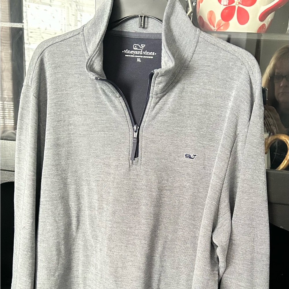 Vineyard Vines Men's Heather Gray Zip-Up Sweater